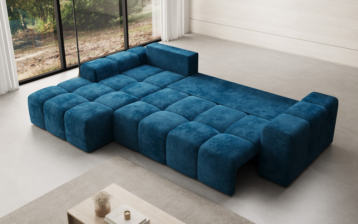 Designer Sofa Aila mit Schlaf- und Klappfunktion in Cord