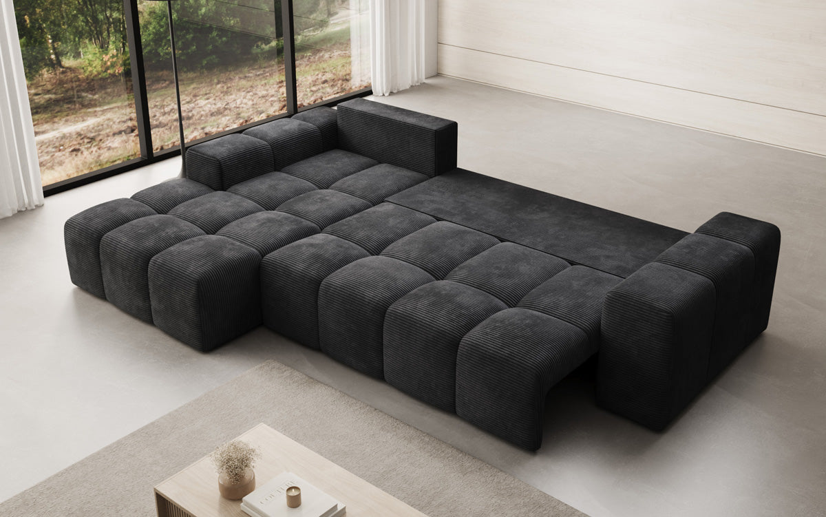 Designer Sofa Aila mit Schlaf- und Klappfunktion in Cord