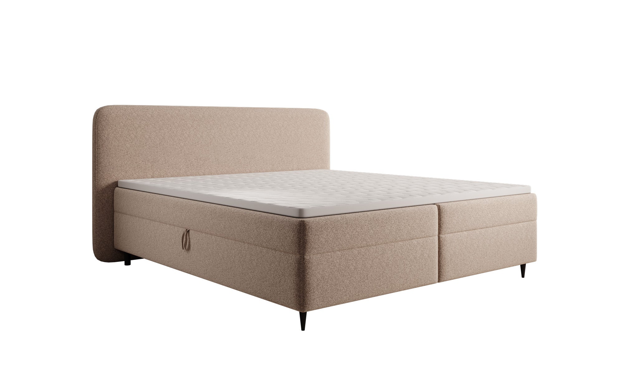 Lit boxspring Nea en tissu structuré avec espace de rangement