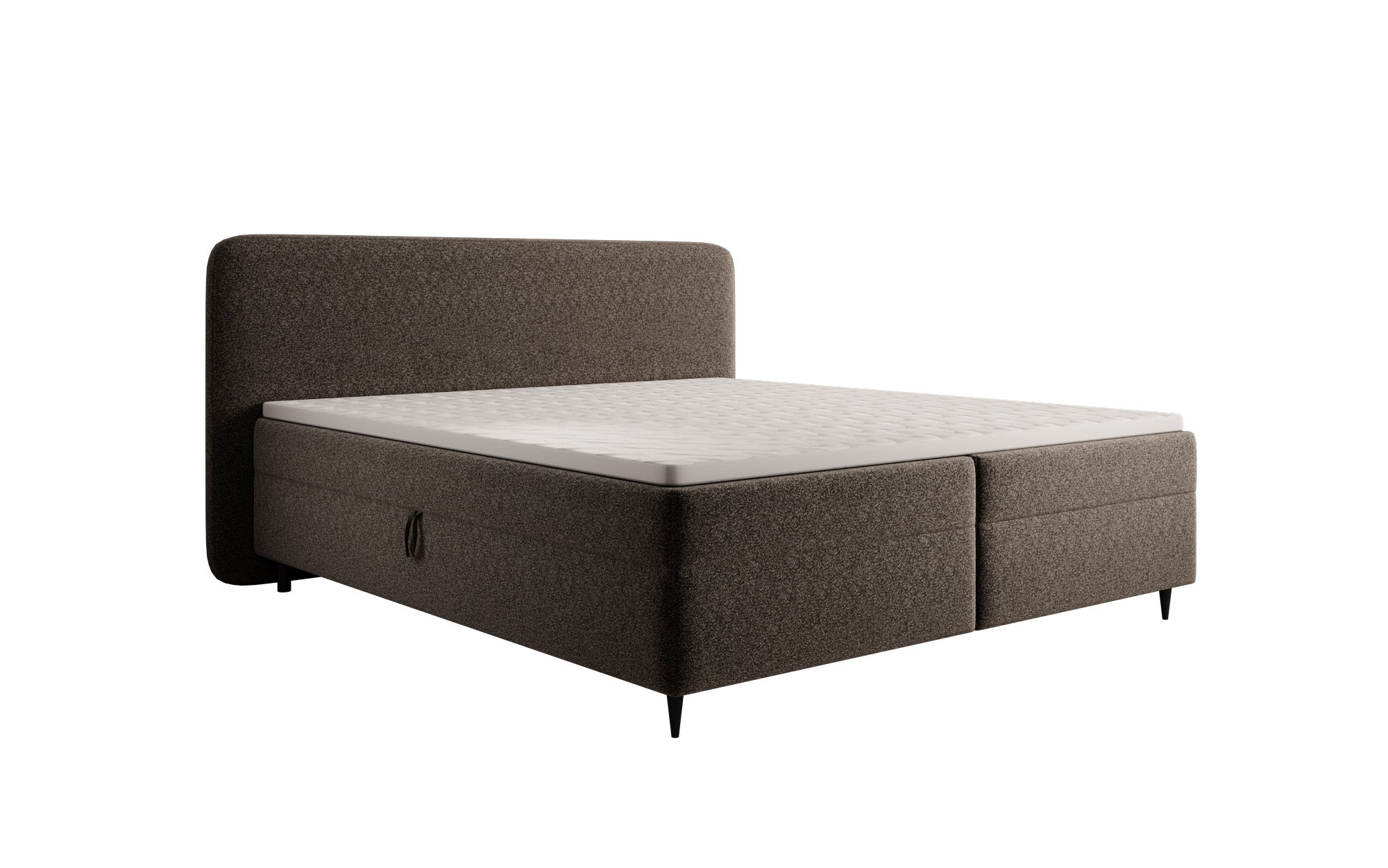 Lit boxspring Nea en tissu structuré avec espace de rangement