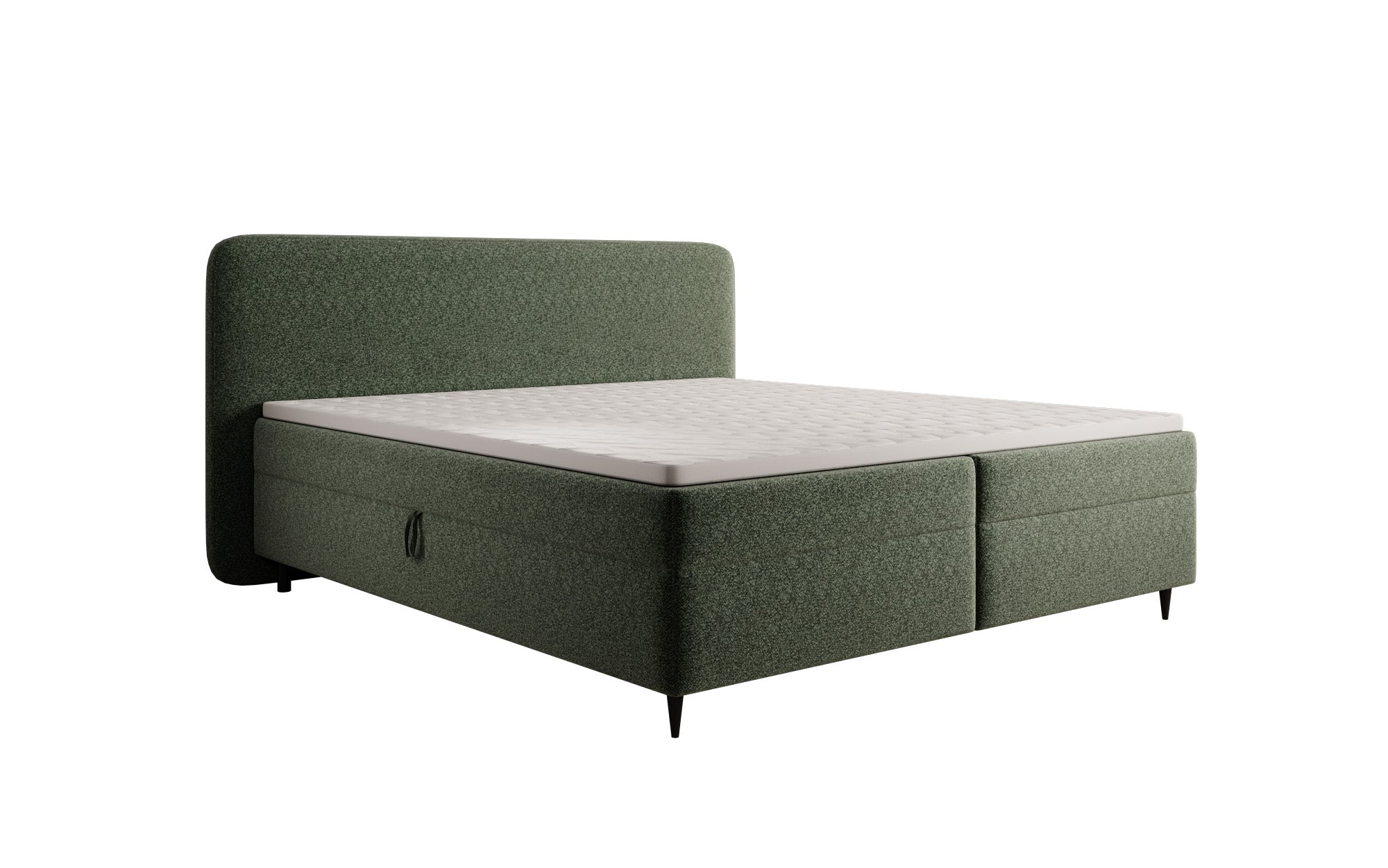 Lit boxspring Nea en tissu structuré avec espace de rangement