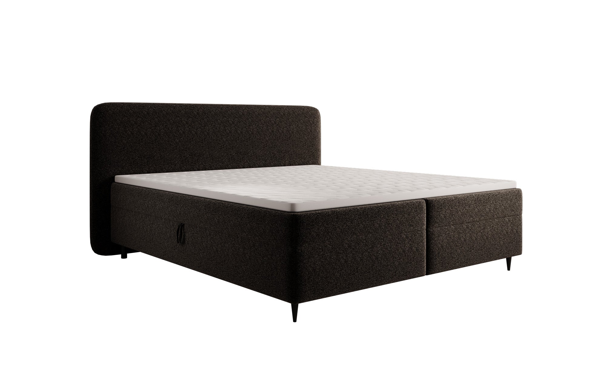 Lit boxspring Nea en tissu structuré avec espace de rangement