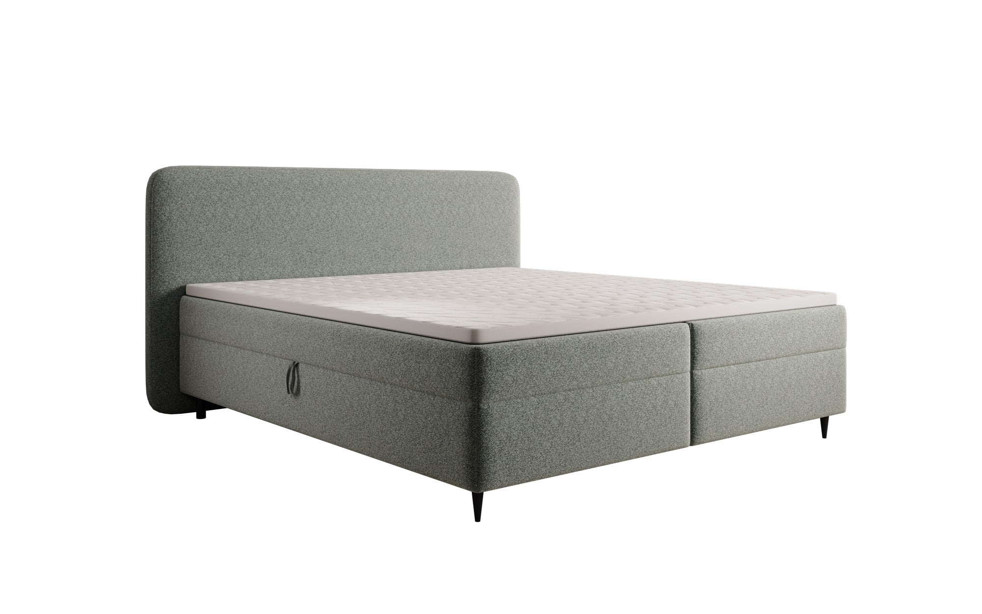 Lit boxspring Nea en tissu structuré avec espace de rangement