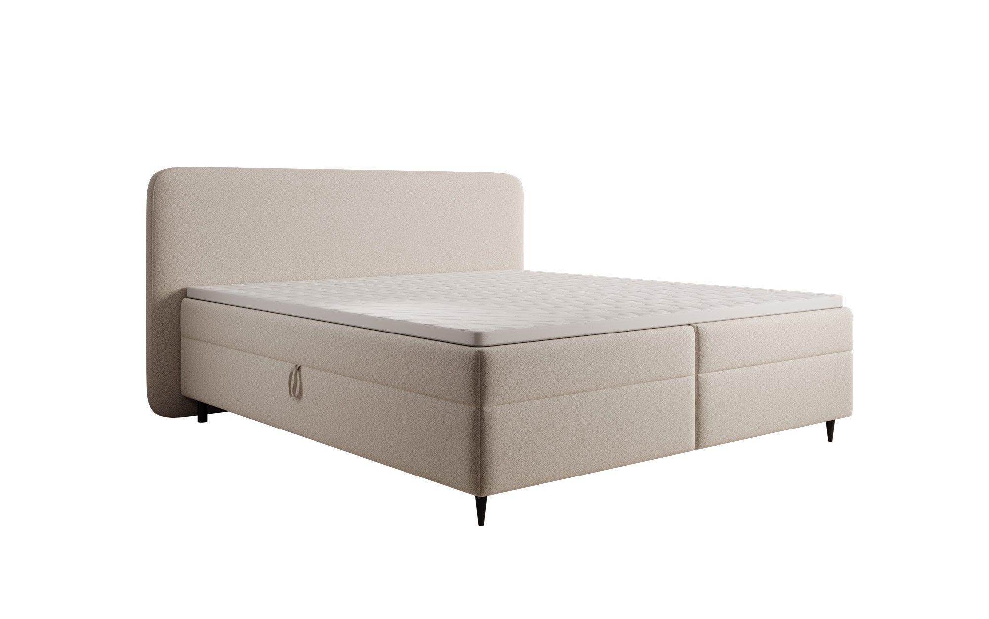 Lit boxspring Nea en tissu structuré avec espace de rangement
