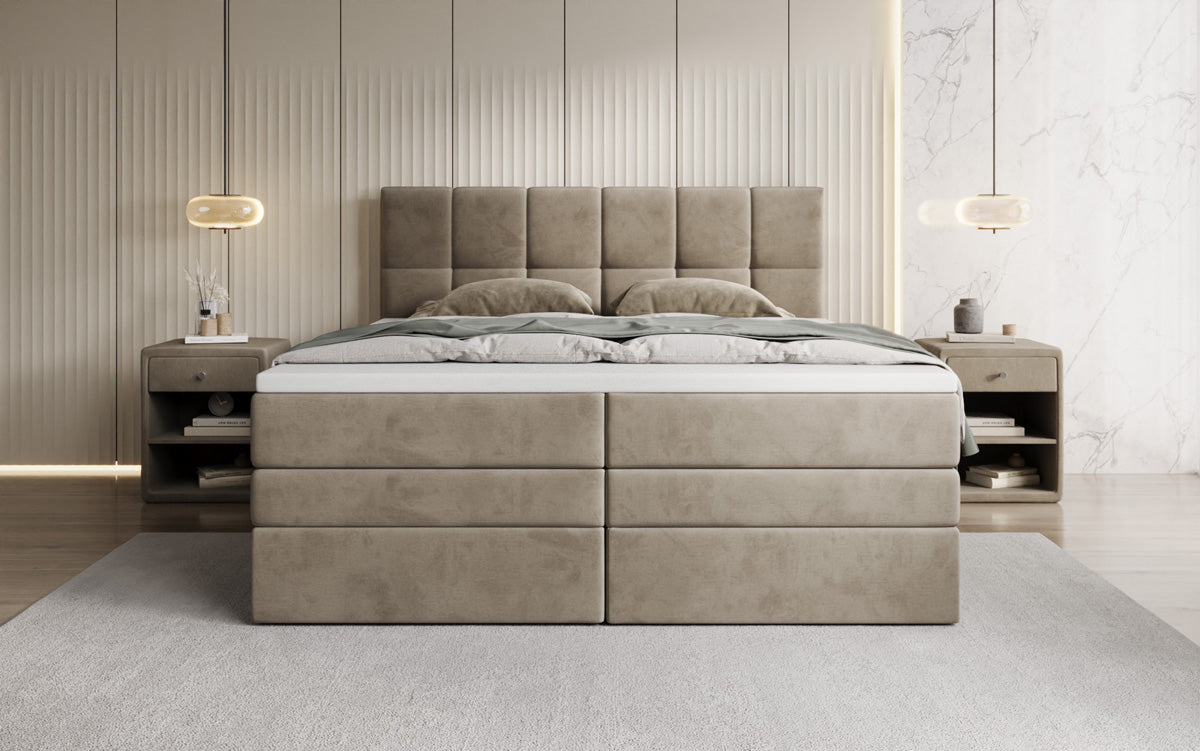 Lit boxspring Windsor avec espace de rangement en Velours