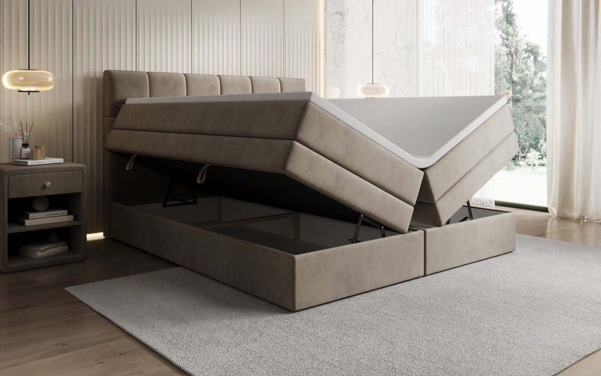 Lit boxspring Windsor avec espace de rangement en Velours
