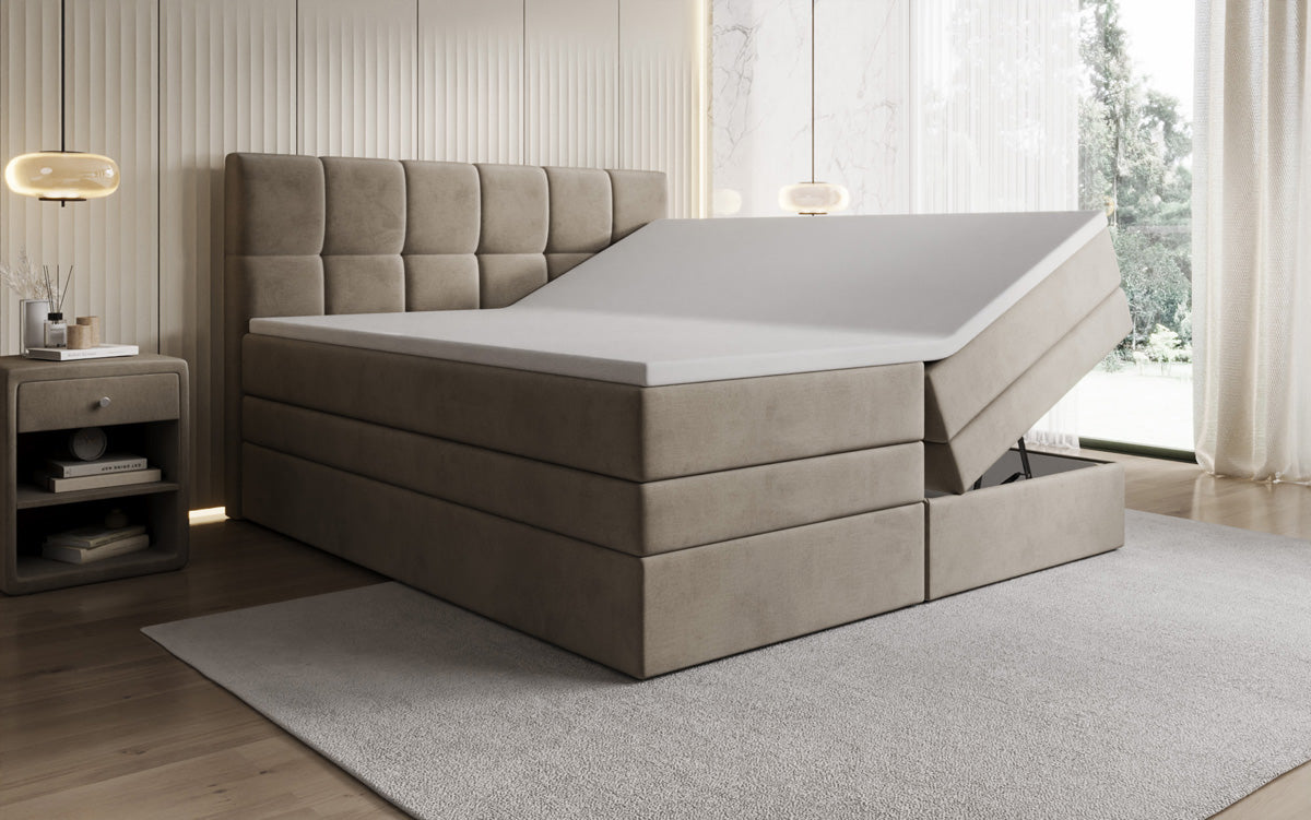 Lit boxspring Windsor avec espace de rangement en Velours