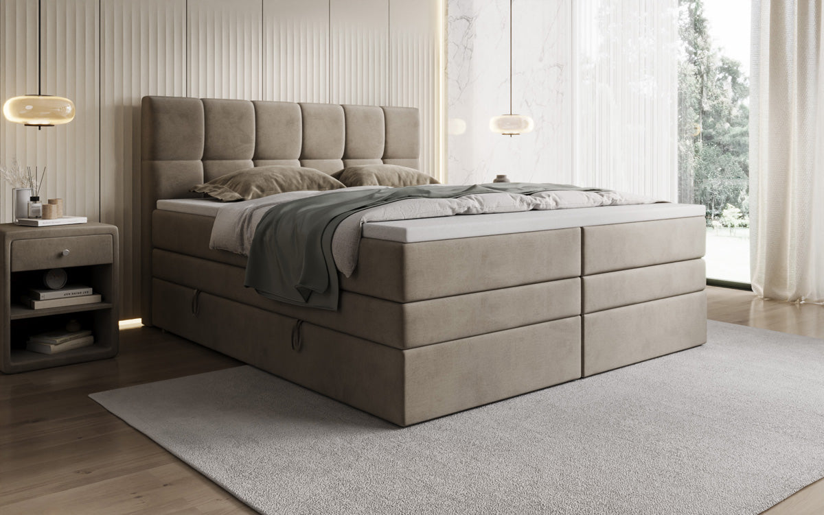 Lit boxspring Windsor avec espace de rangement en Velours