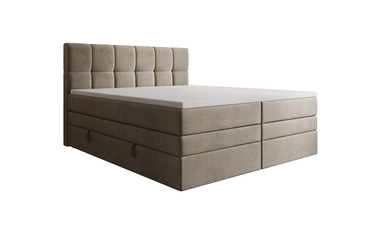 Lit boxspring Windsor avec espace de rangement en Velours