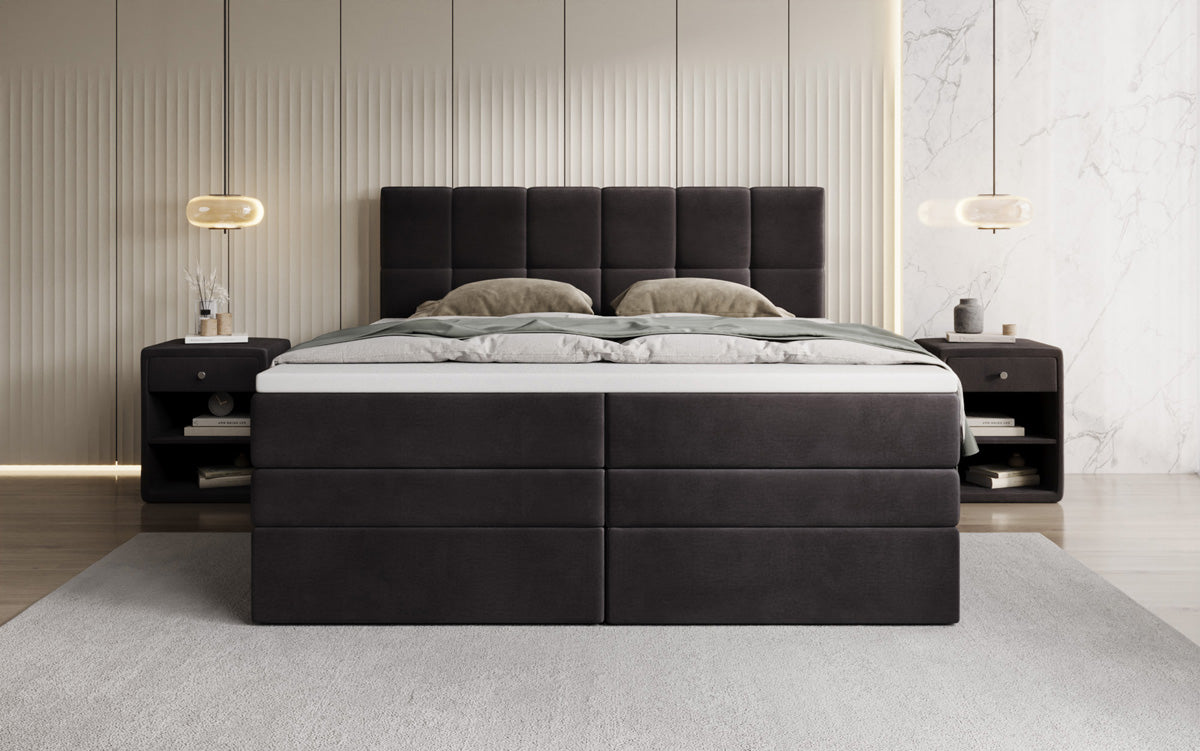 Lit boxspring Windsor avec espace de rangement en Velours