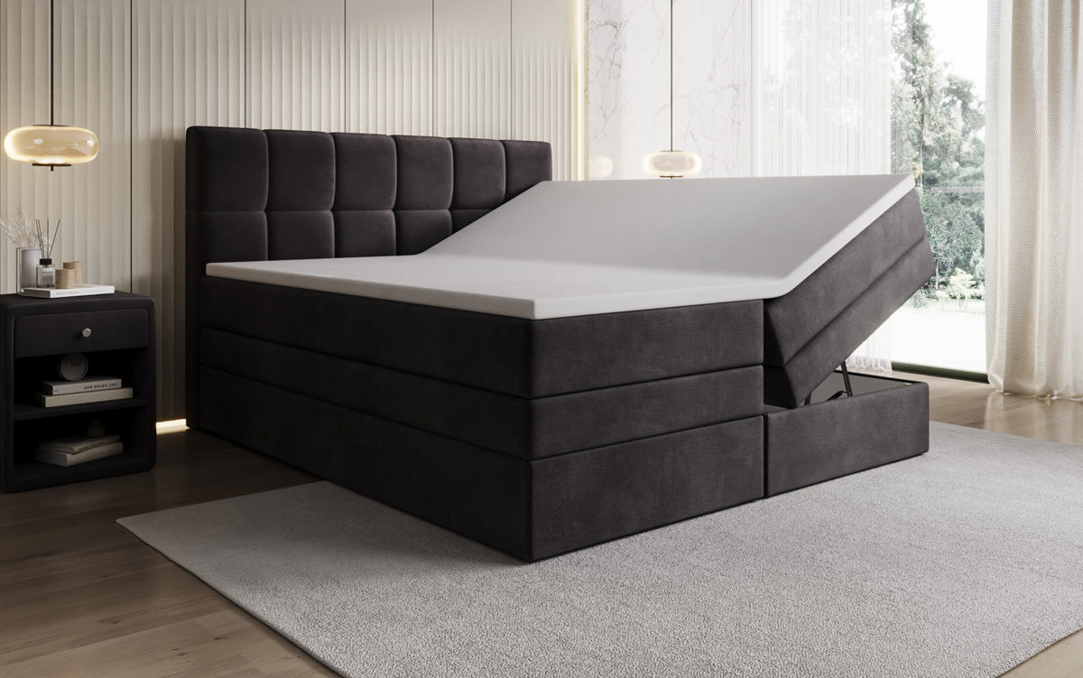 Lit boxspring Windsor avec espace de rangement en Velours