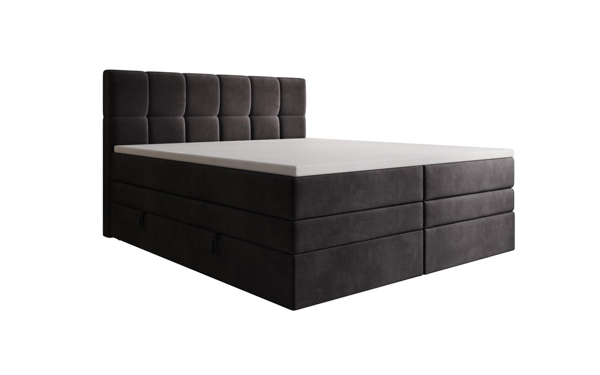 Lit boxspring Windsor avec espace de rangement en Velours
