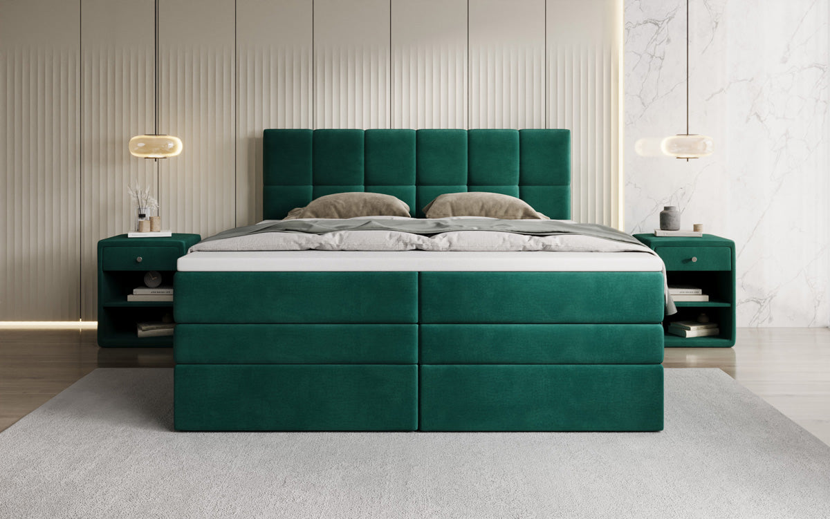 Lit boxspring Windsor avec espace de rangement en Velours
