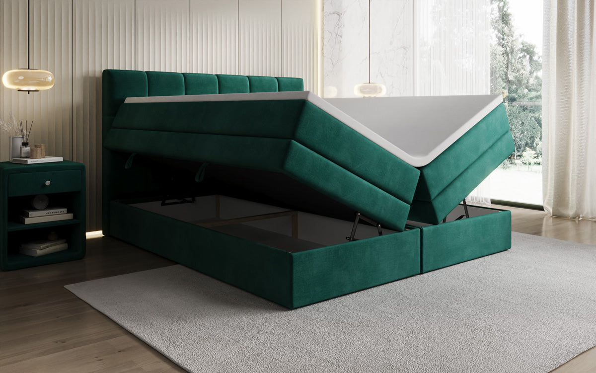 Lit boxspring Windsor avec espace de rangement en Velours