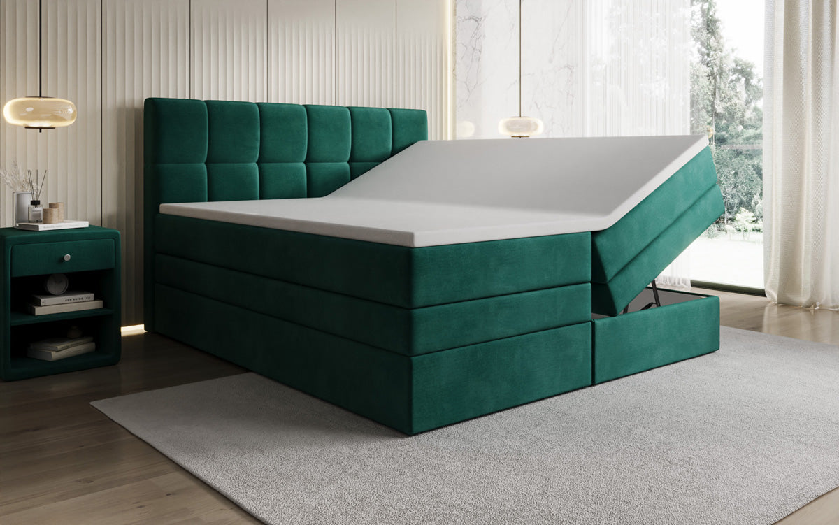 Lit boxspring Windsor avec espace de rangement en Velours