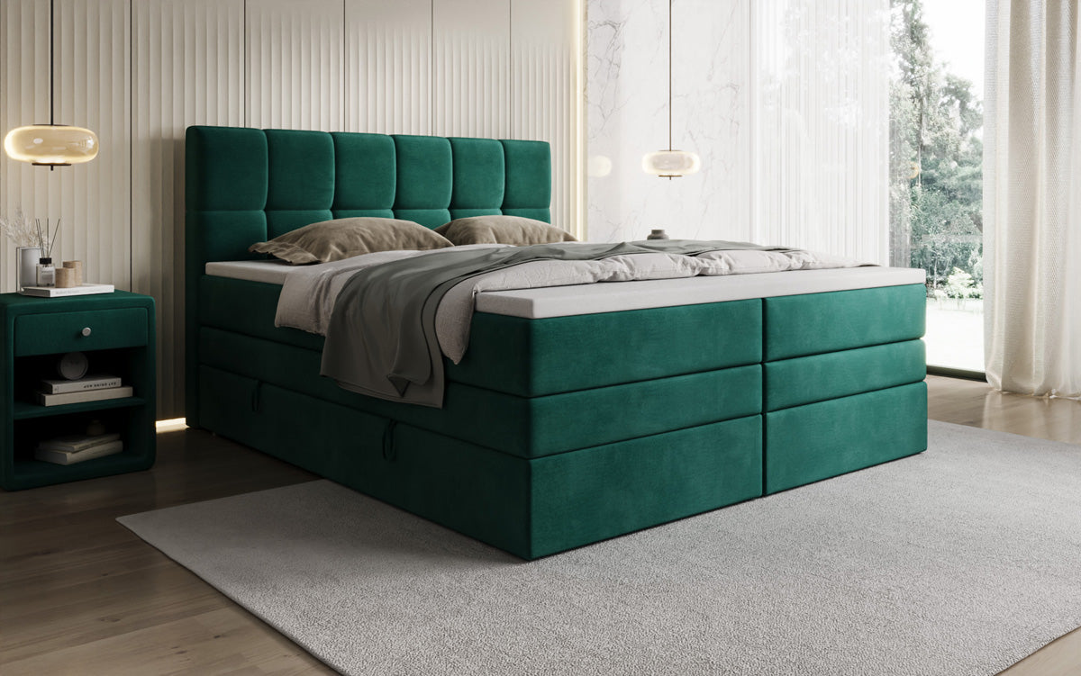 Lit boxspring Windsor avec espace de rangement en Velours