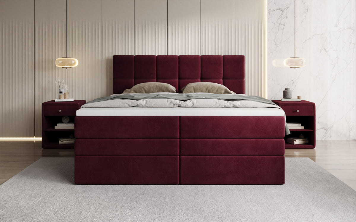 Lit boxspring Windsor avec espace de rangement en Velours