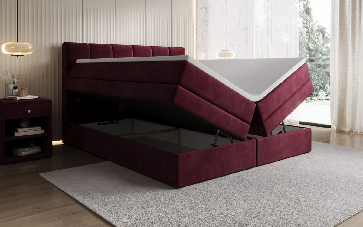 Lit boxspring Windsor avec espace de rangement en Velours