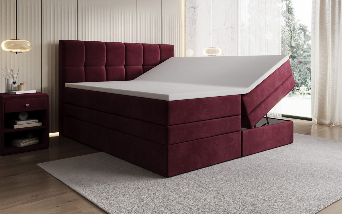 Lit boxspring Windsor avec espace de rangement en Velours