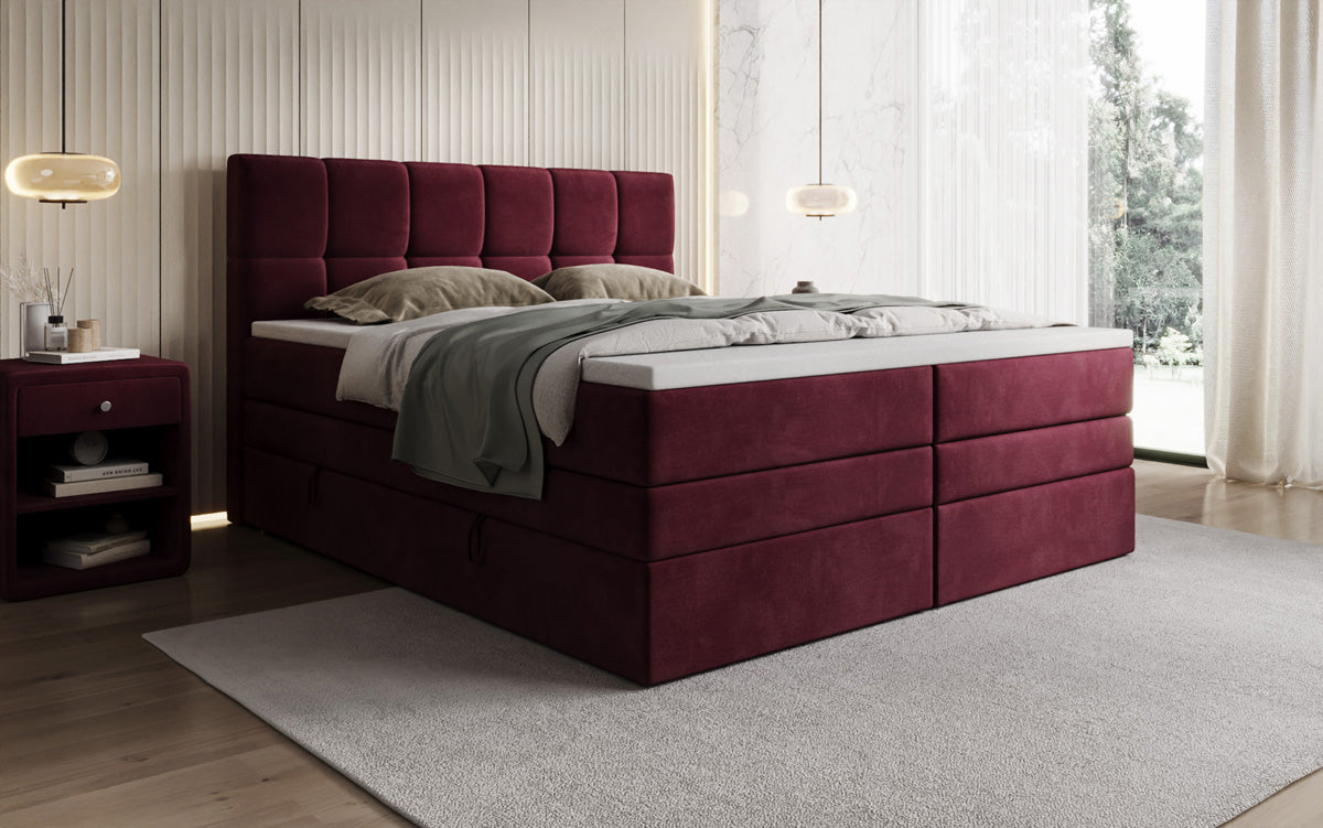 Lit boxspring Windsor avec espace de rangement en Velours