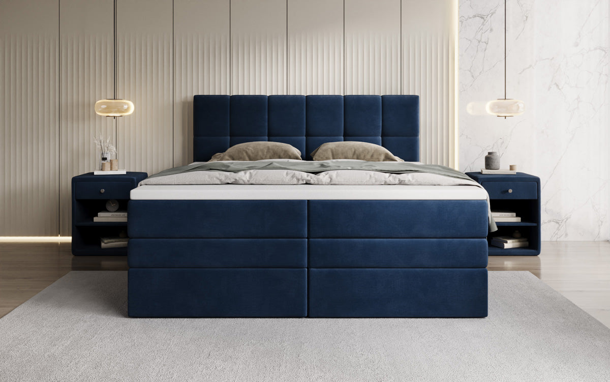 Lit boxspring Windsor avec espace de rangement en Velours