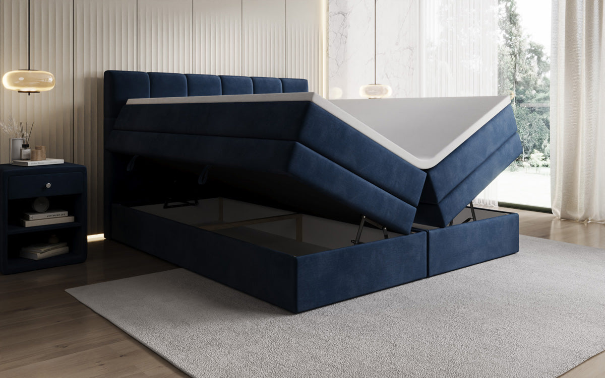 Lit boxspring Windsor avec espace de rangement en Velours