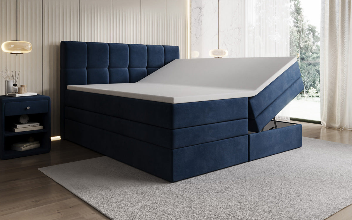Lit boxspring Windsor avec espace de rangement en Velours