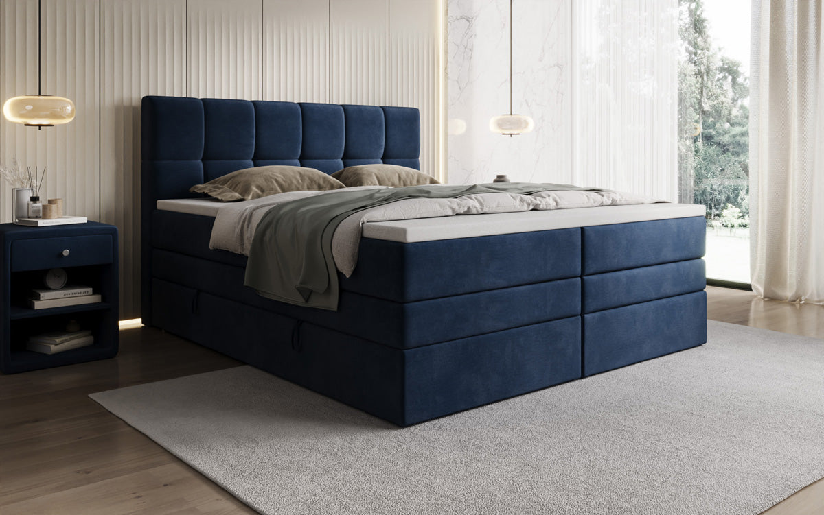 Lit boxspring Windsor avec espace de rangement en Velours