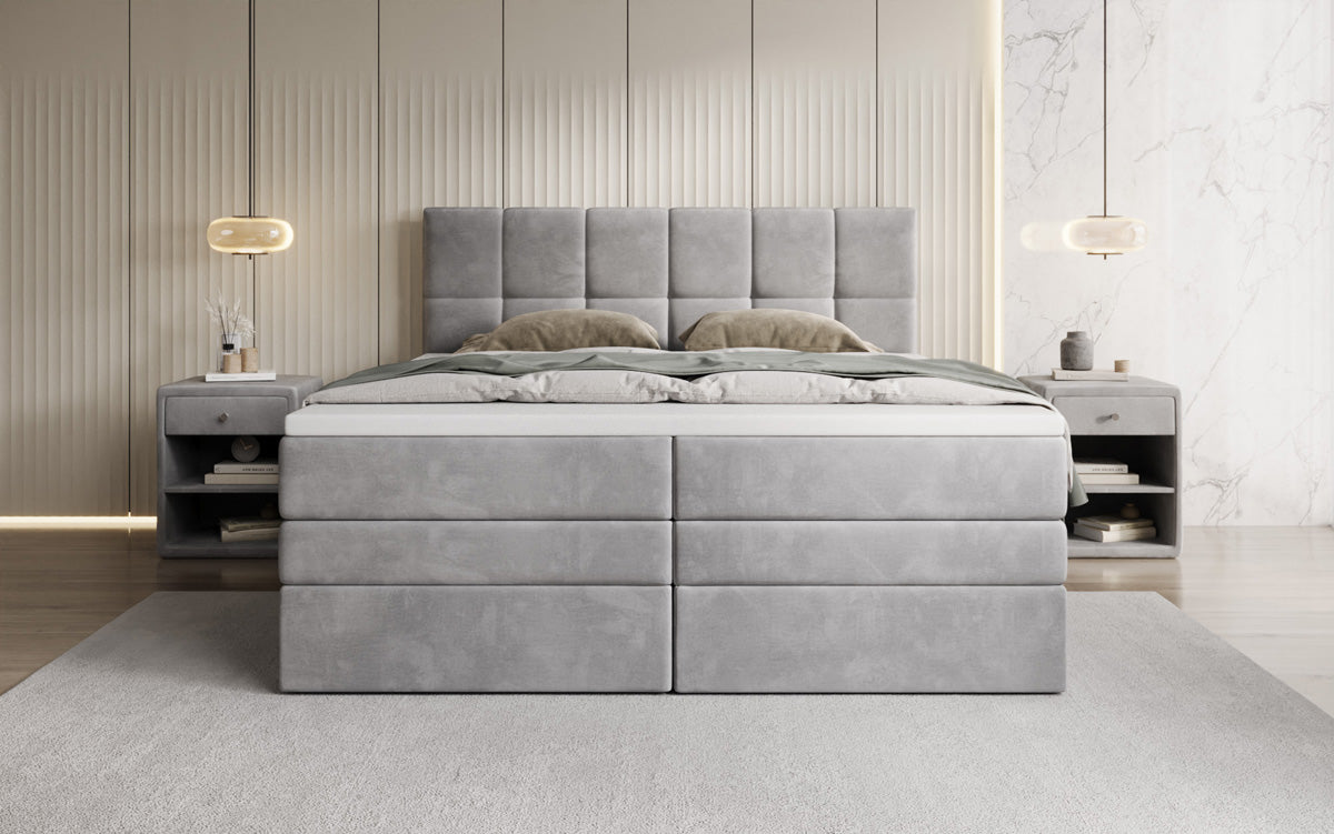Lit boxspring Windsor avec espace de rangement en Velours