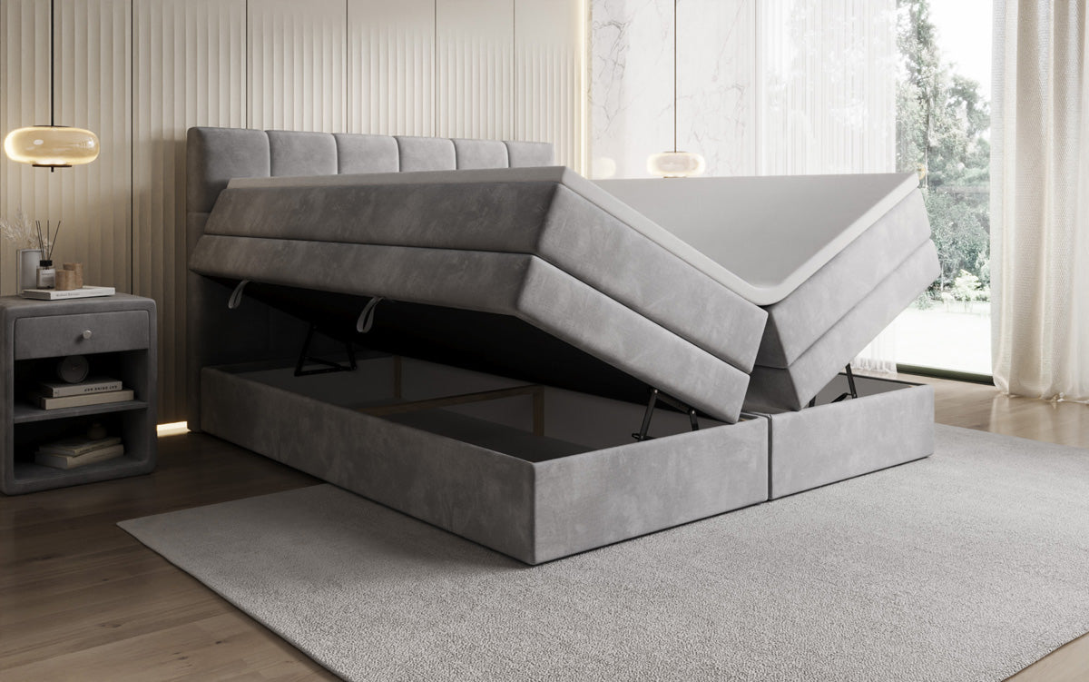 Lit boxspring Windsor avec espace de rangement en Velours
