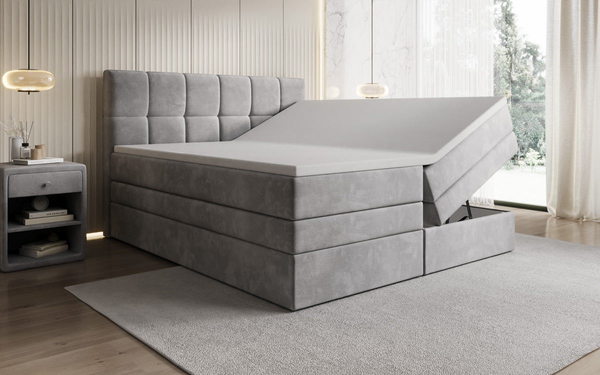 Lit boxspring Windsor avec espace de rangement en Velours