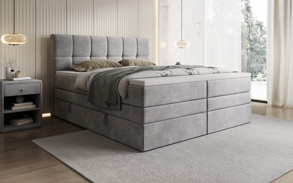 Lit boxspring Windsor avec espace de rangement en Velours