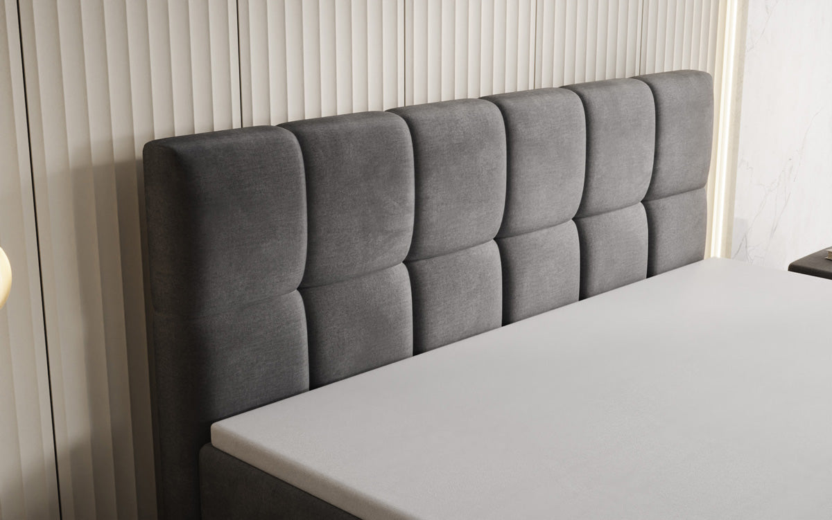 Lit boxspring Windsor avec espace de rangement en Velours