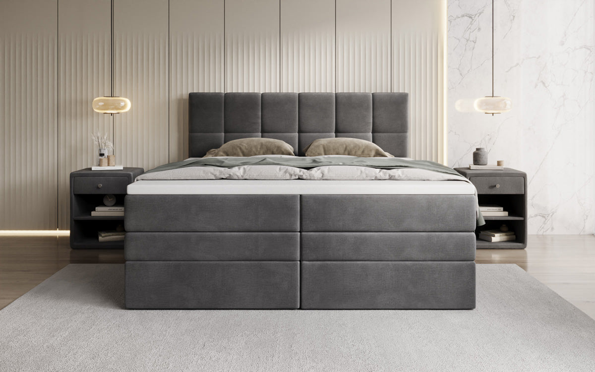 Lit boxspring Windsor avec espace de rangement en Velours