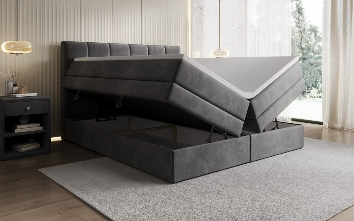 Lit boxspring Windsor avec espace de rangement en Velours