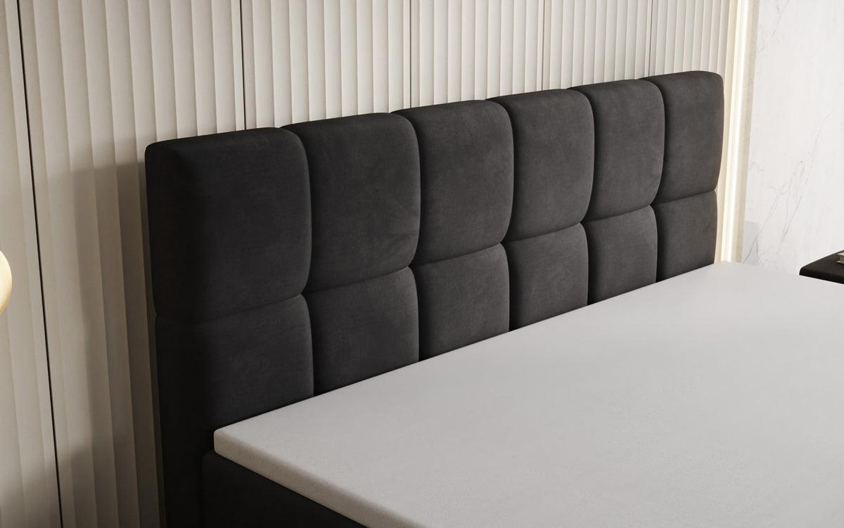 Lit boxspring Windsor avec espace de rangement en Velours