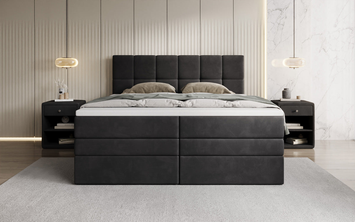Lit boxspring Windsor avec espace de rangement en Velours