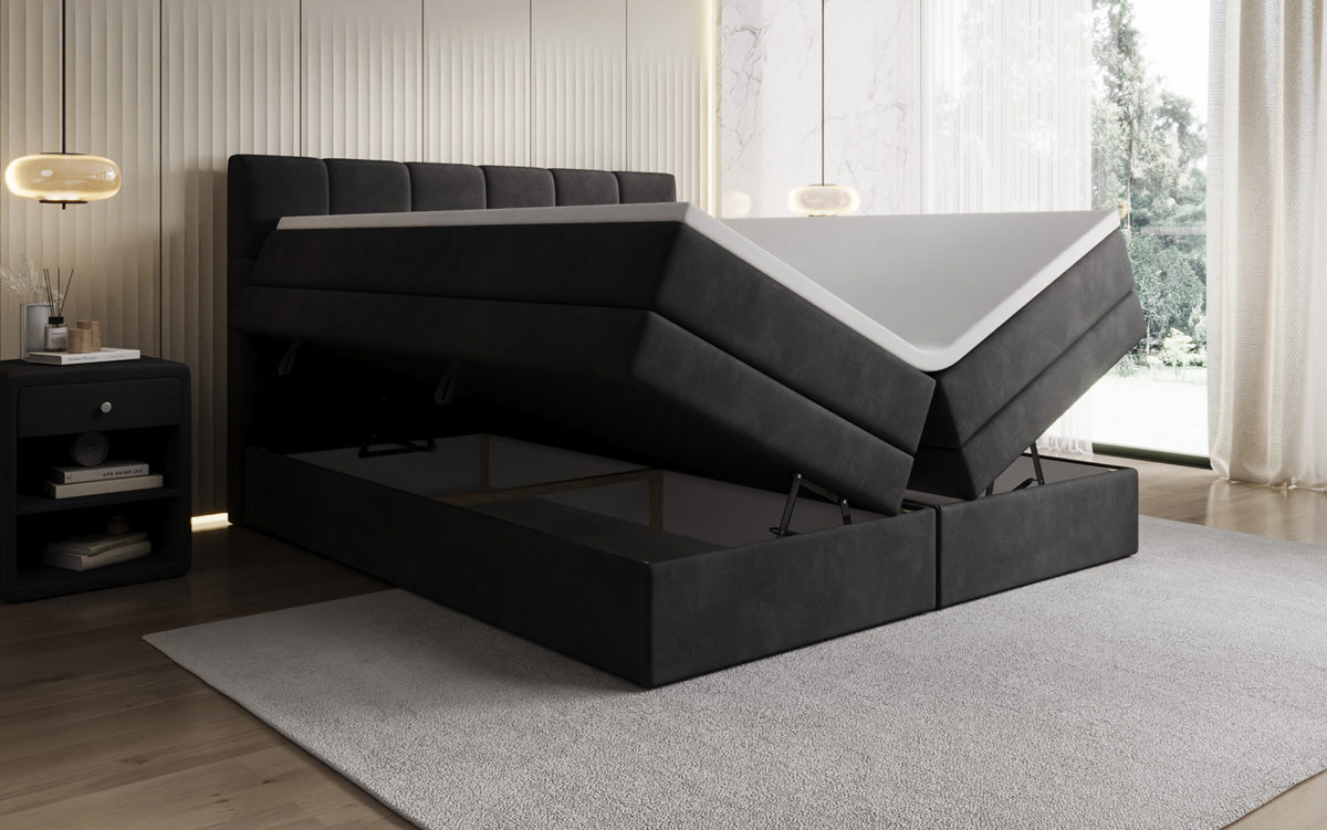 Lit boxspring Windsor avec espace de rangement en Velours