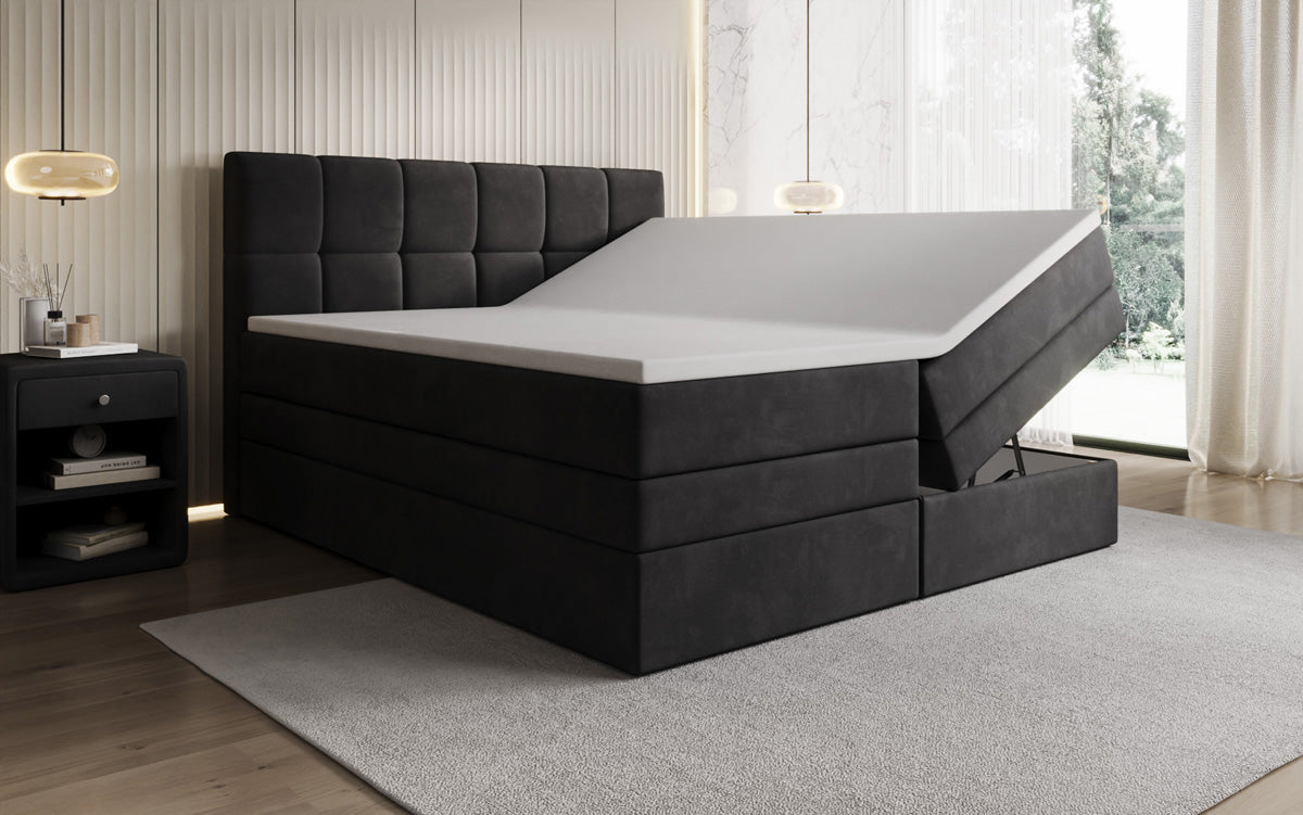 Lit boxspring Windsor avec espace de rangement en Velours