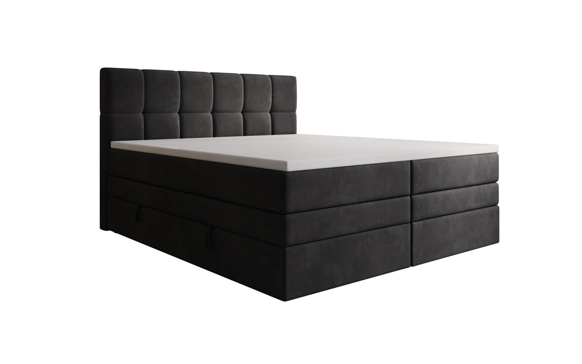 Lit boxspring Windsor avec espace de rangement en Velours