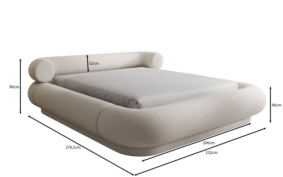 Lit rembourré design Mochi en Bouclé Peluche avec espace de rangement