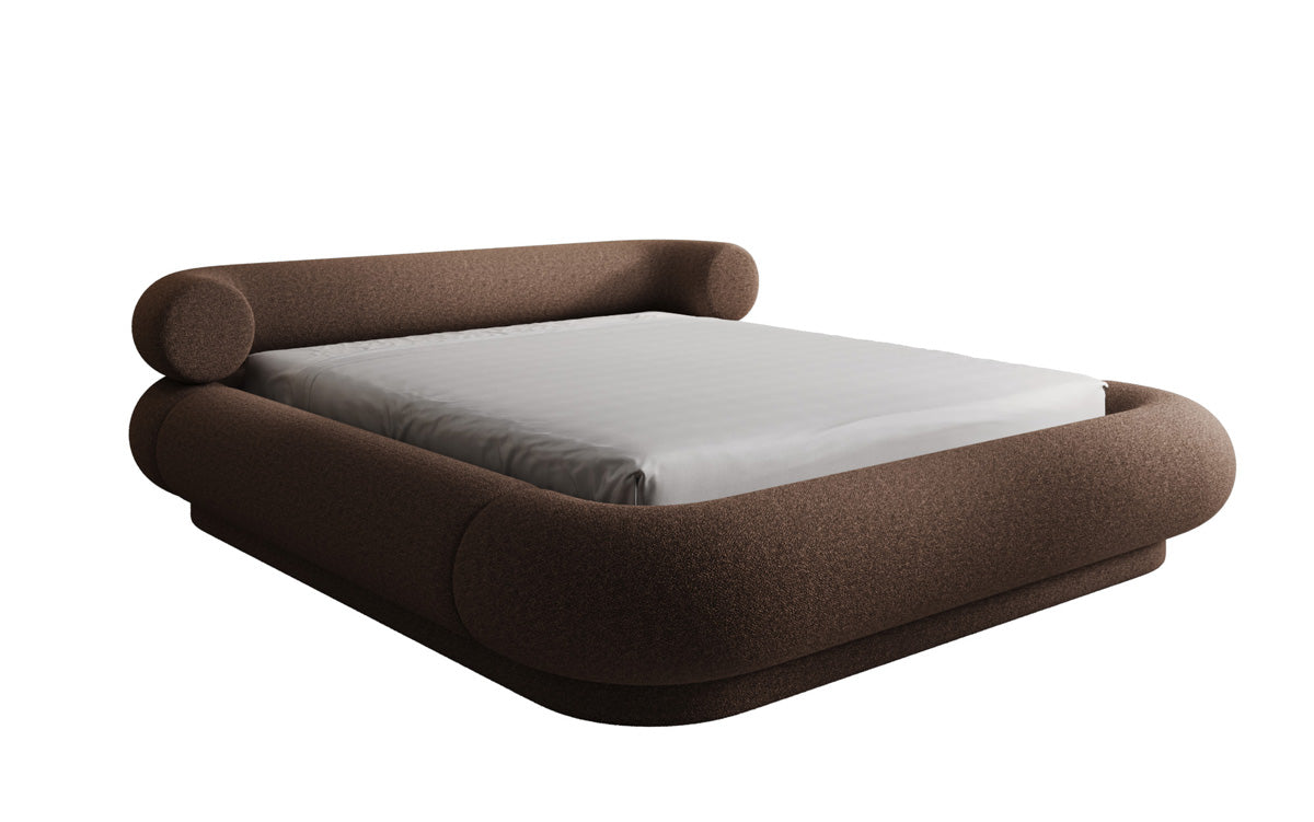Lit rembourré design Mochi en Bouclé Peluche avec espace de rangement