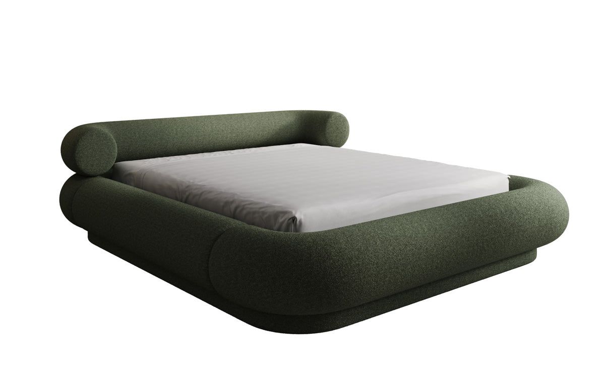 Lit rembourré design Mochi en Bouclé Peluche avec espace de rangement