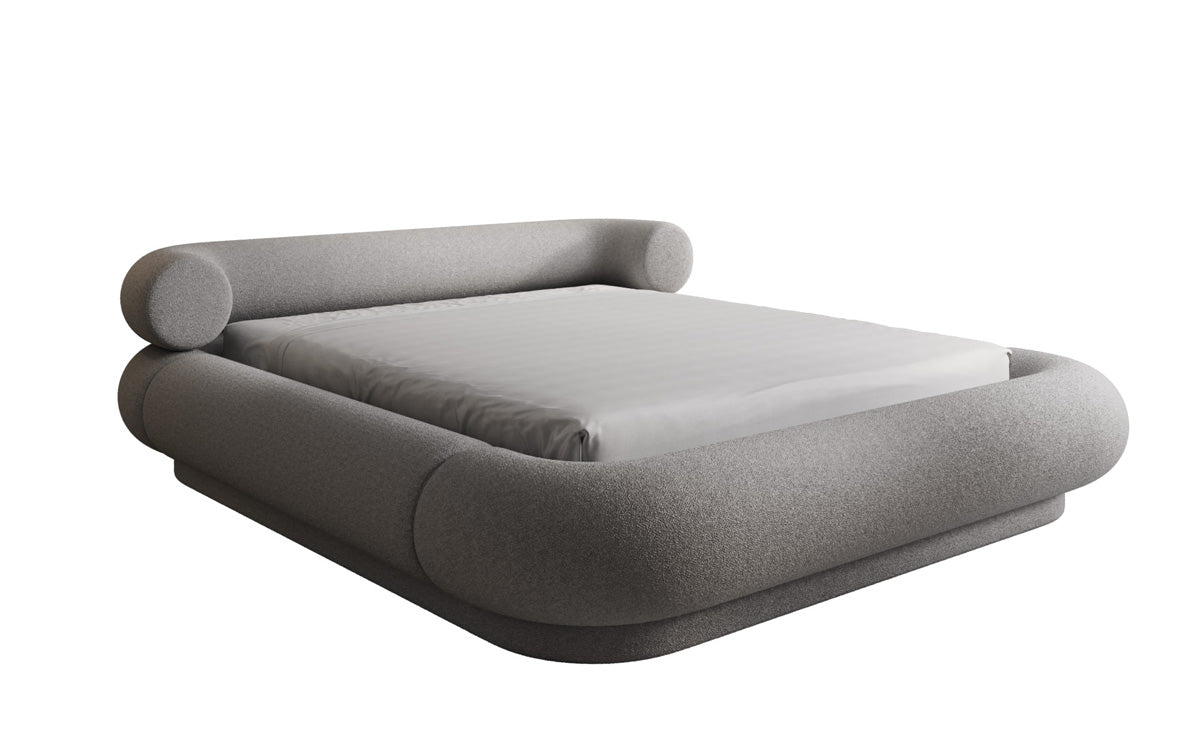 Lit rembourré design Mochi en Bouclé Peluche avec espace de rangement