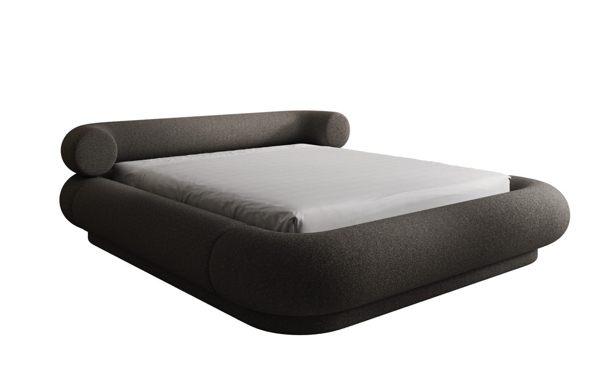 Lit rembourré design Mochi en Bouclé Peluche avec espace de rangement