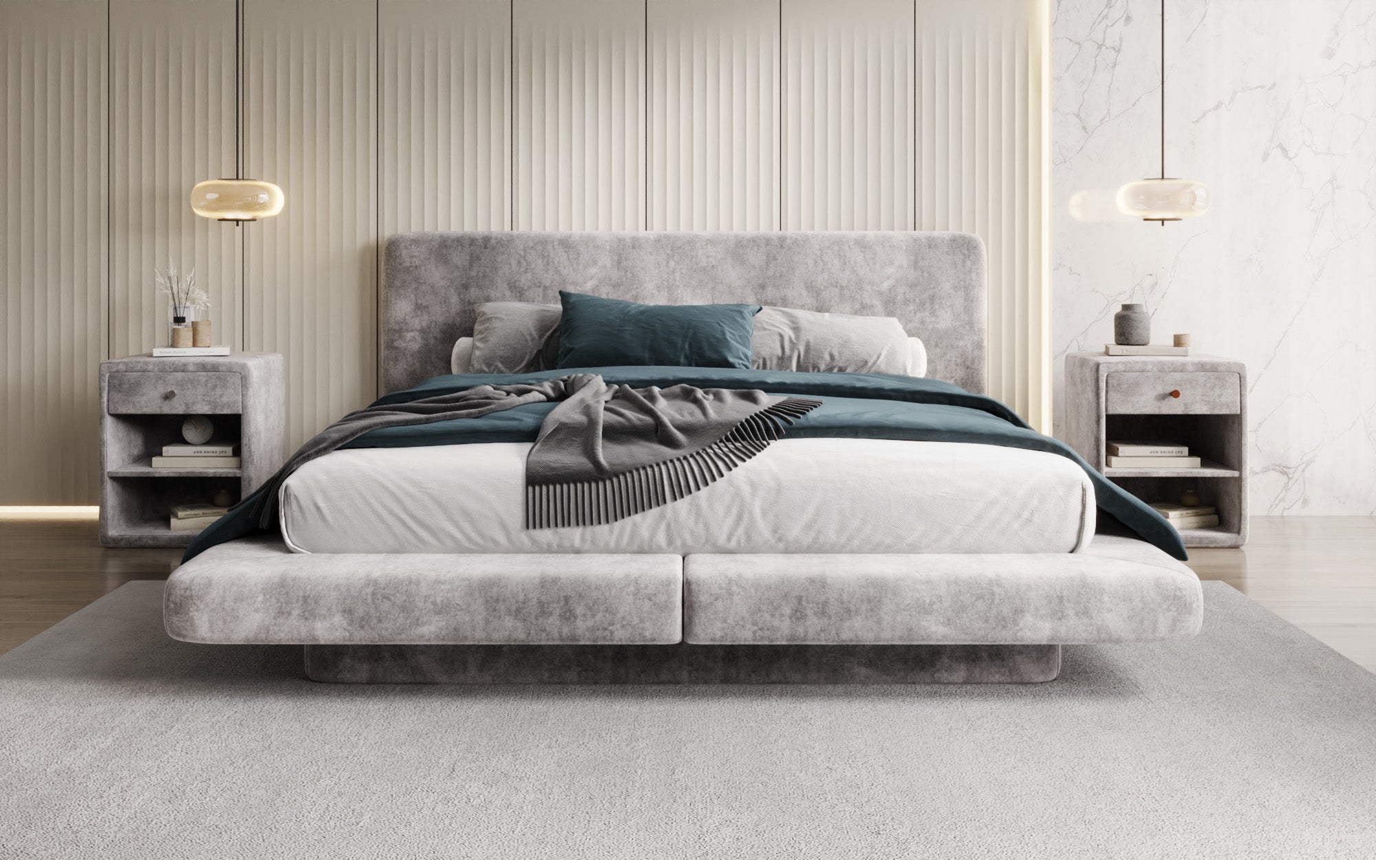 Lit rembourré design Yumi en Velours