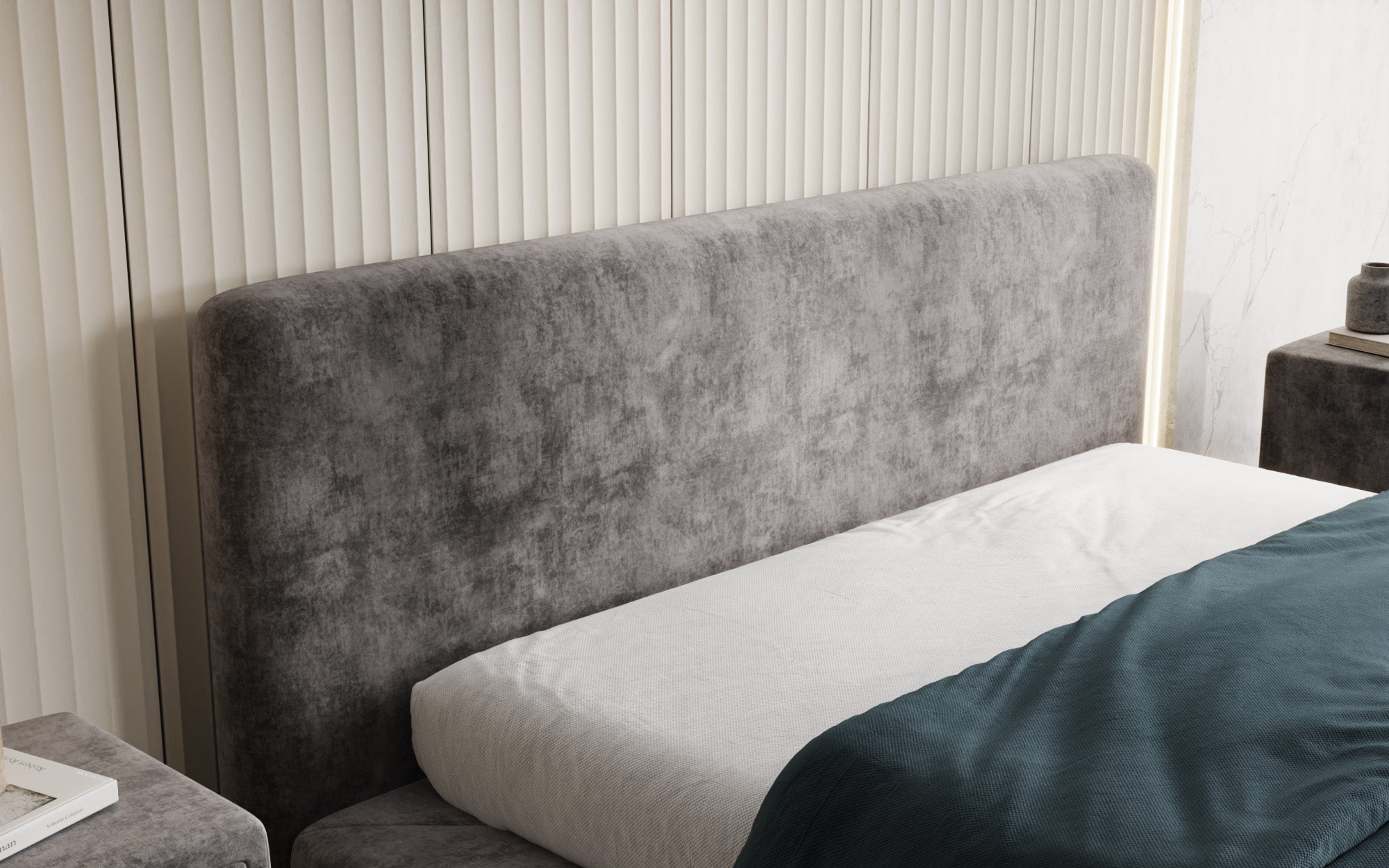 Lit rembourré design Yumi en Velours