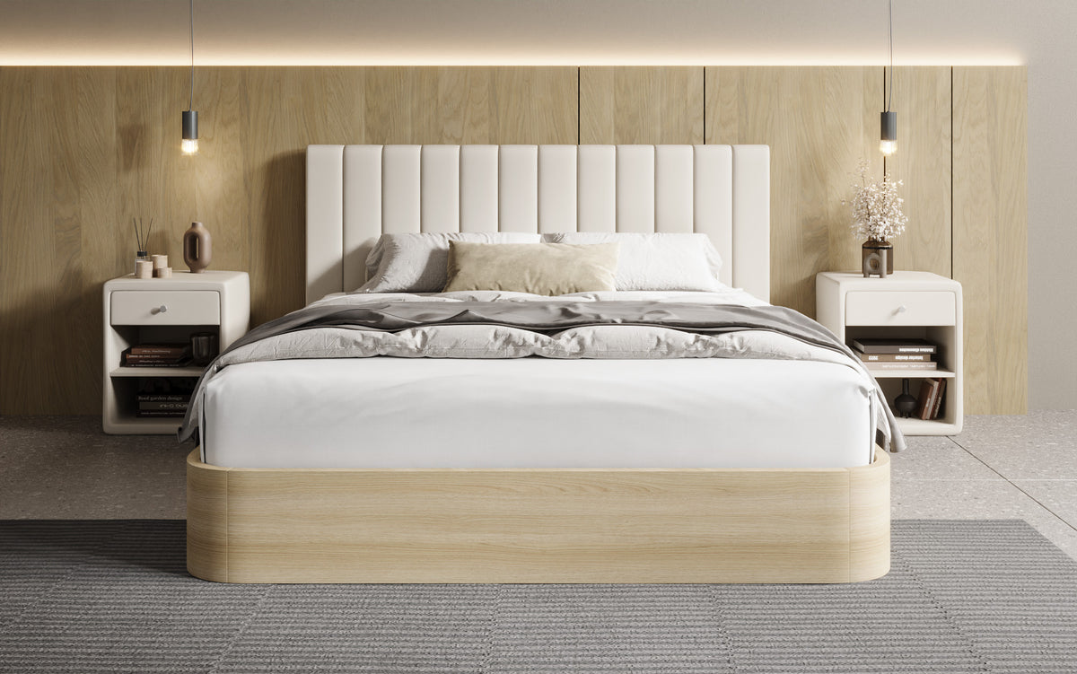 Lit rembourré design Fiore Linea en Tissu avec espace de rangement