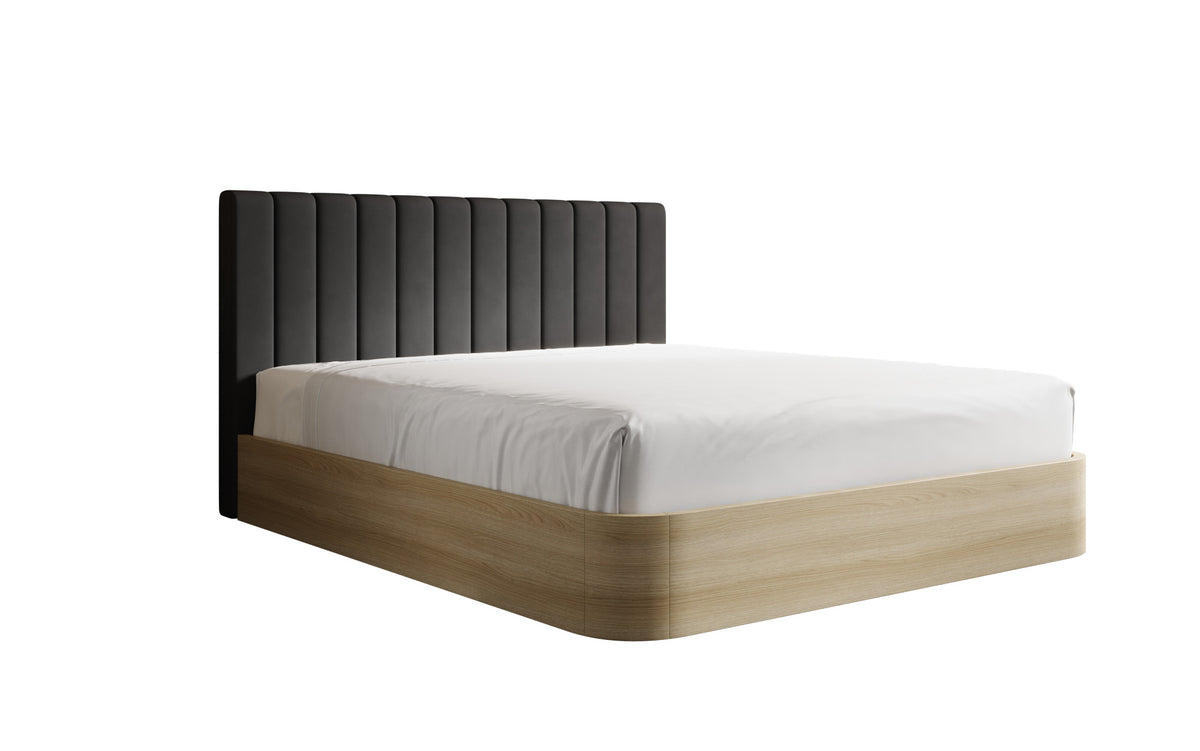 Lit rembourré design Fiore Linea en Tissu avec espace de rangement