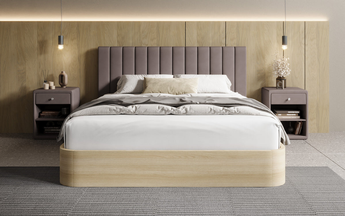 Lit rembourré design Fiore Linea en Tissu avec espace de rangement